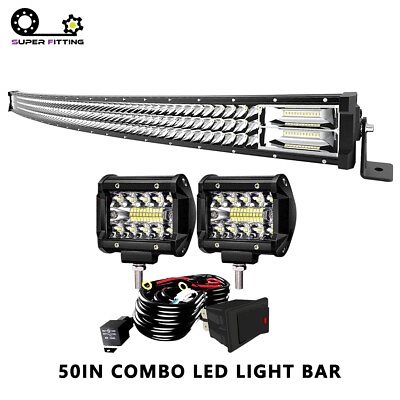 #ad #ad Offroad 50inch LED Work Light Bar Curved Flood Spot Combo Truck Roof Driving $80.99