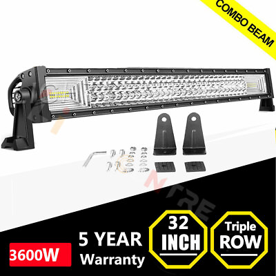 #ad #ad 32 Inch LED LIGHT BAR Tri Row Spot Flood Combo Truck Offroad 4WD ATV SUV Light $34.19