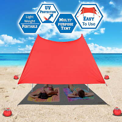 #ad Sunrise 7#x27; x 7#x27; Portable Beach Tent With Sand Anchor Sun Shade Shelter Red x $80.98