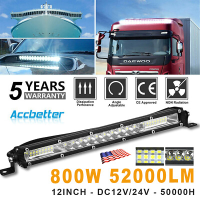 #ad #ad 12quot; inch 800W LED Work Light Bar Combo Spot Flood Driving Off Road SUV Boat ATV $9.59