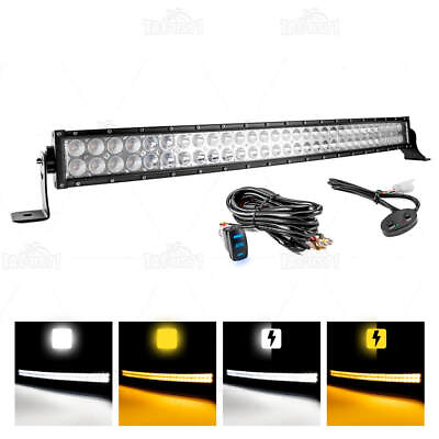 #ad #ad Curved 32quot; LED Light Bar Driving White Amber Strobe DRL Fog Offroad SUV Truck $114.99